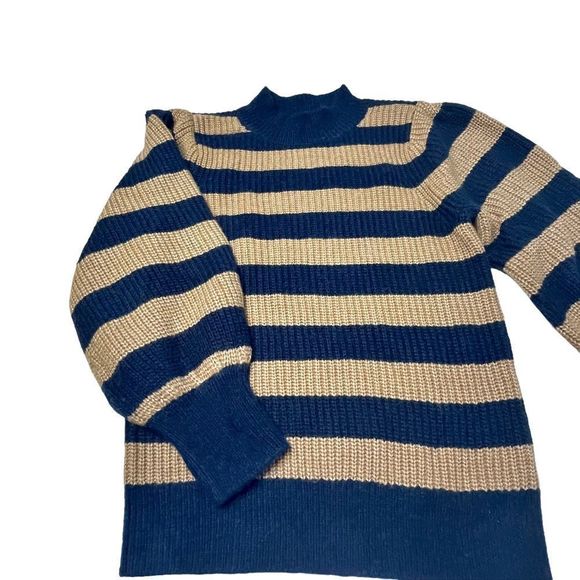 Halogen X Atlantic-Pacific Striped Crewneck Sweater Blouson sleeves XS - Picture 2 of 7